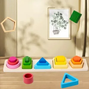 Kids Wooden Sorting Stacking Shapes and Colours