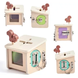 Montessori Wooden Coin Unlock Game Hut